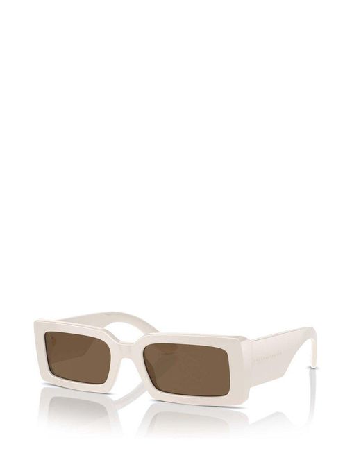 Dolce & Gabbana White Rectangular Frame Sunglasses