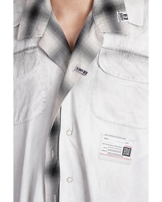 Maison Mihara Yasuhiro Gray Double-layered Short-sleeved Twill Shirt for men