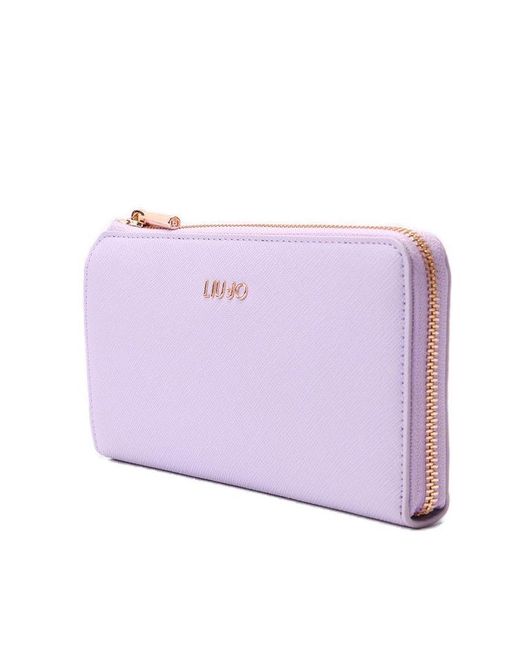 Liu Jo Purple Logo-lettering Zipped Wallet