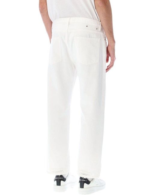 Golden Goose Deluxe Brand White Mid-rise Distressed-hem Jeans for men