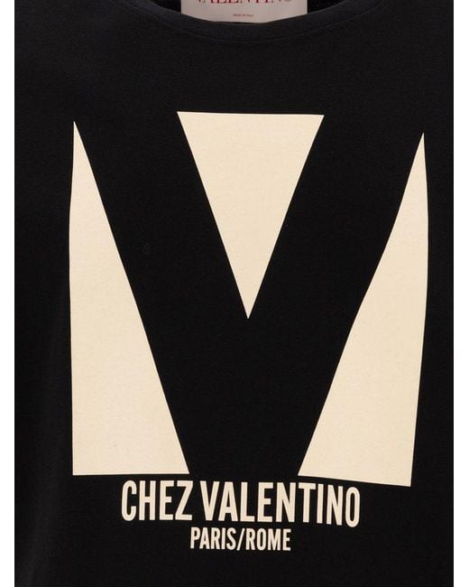 Valentino Black Chez -Printed Crewneck T-Shirt for men
