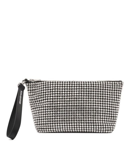 Alexander Wang White Embellished Zip Detailed Clutch Bag