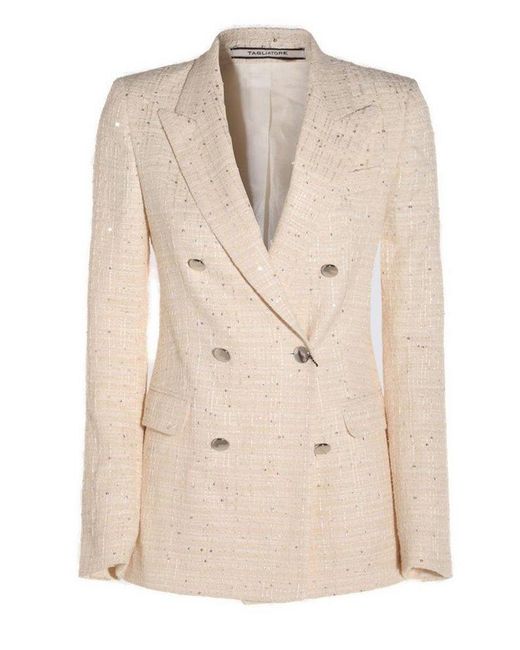 Tagliatore Natural Sequinned Double-Breasted Blazer