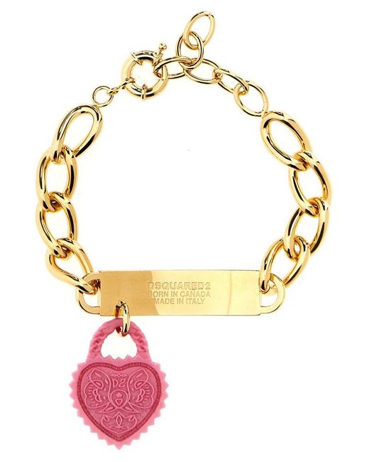 DSquared² Metallic Hanging Heart Bracelet Jewelry