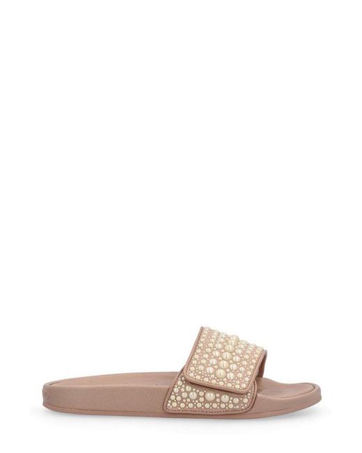 Jimmy Choo Fitz Pearl Embellished Slides in Pink | Lyst