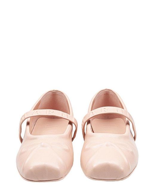Marni Pink Logo Embossed Ballet Flats
