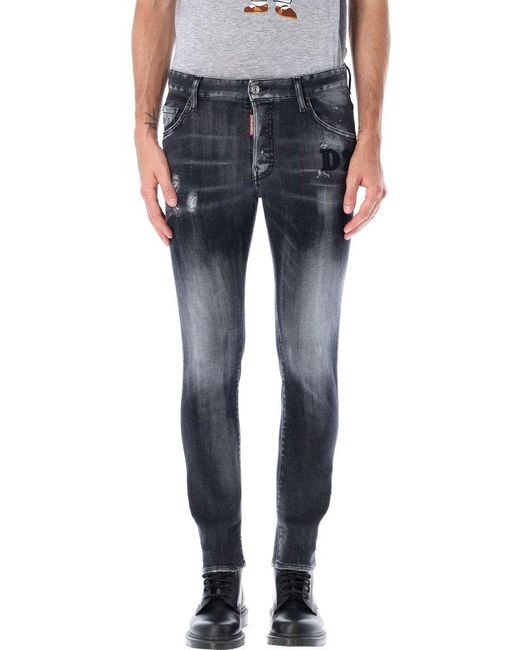 DSquared² Blue Distressed Faded Skinny-fit Jeans for men