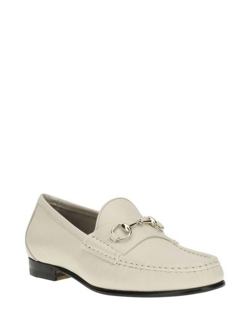 Gucci White Horsebit 1953 Slip-On Loafers