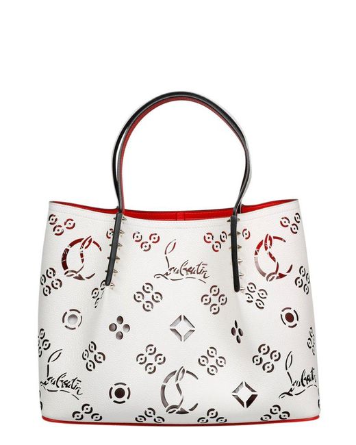 Christian Louboutin White Cabarock Perforated Tote Bag
