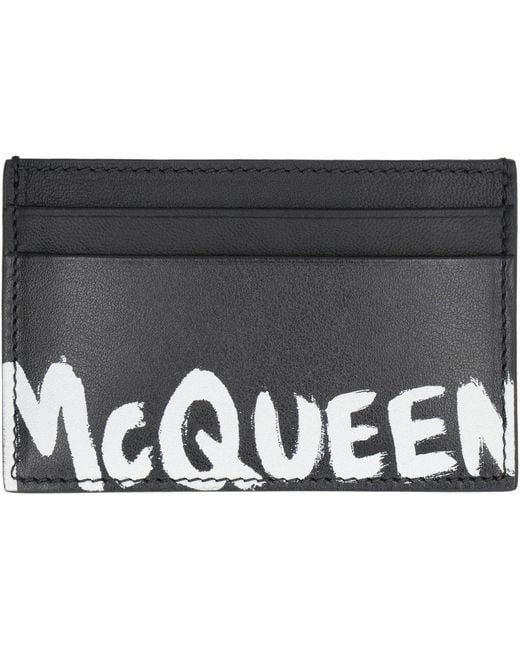 Alexander McQueen Black Graffiti Leather Credit Card Case for men