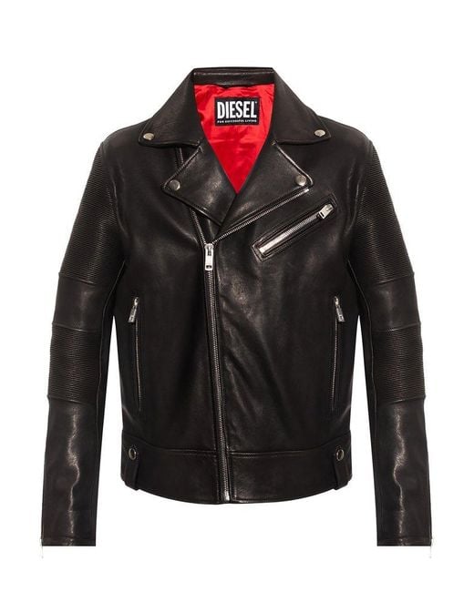 DIESEL Black 'l-starkville' Leather Jacket for men
