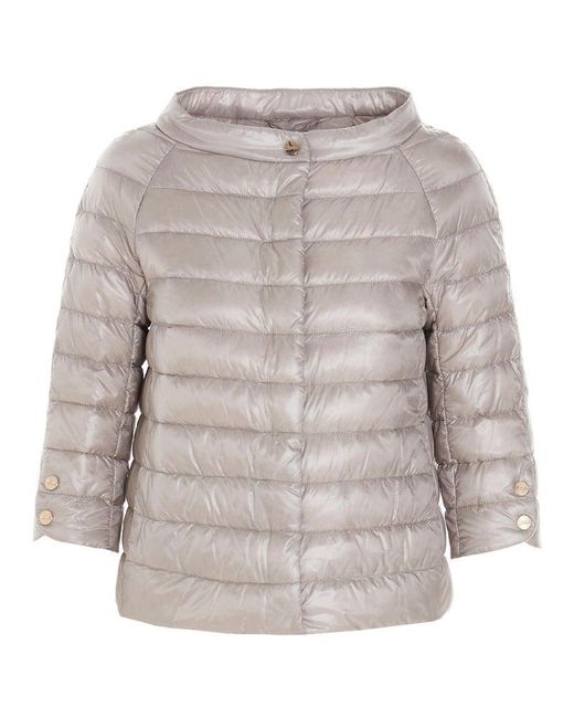 Herno Gray Cropped Sleeve Down Jacket