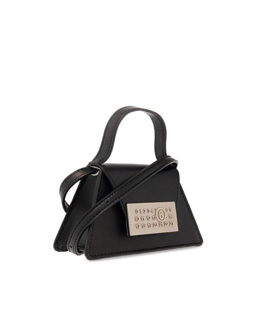 MM6 by Maison Martin Margiela Black Numeric Mini Top Handle Bag