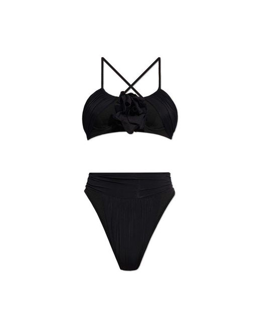 Balmain Black Ruffle Detailed Two-piece Swimsuit