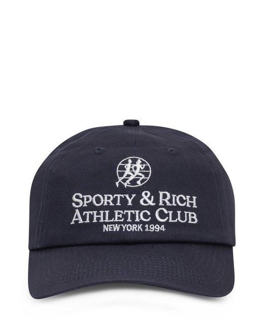 Sporty & Rich Blue Logo Embroidered Baseball Cap