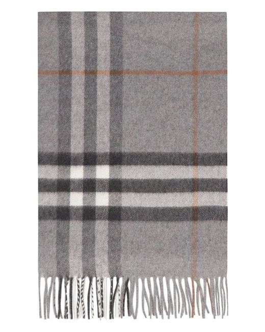 Burberry Gray Checked Cashmere Scarf