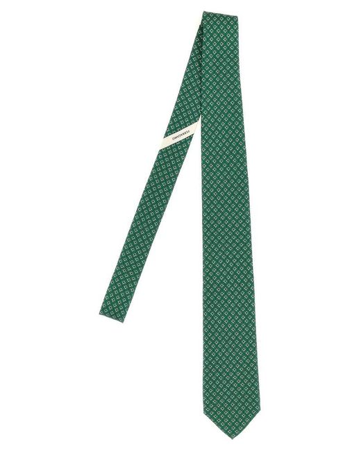 Ferragamo Green Printed Tie Ties, Papillon for men