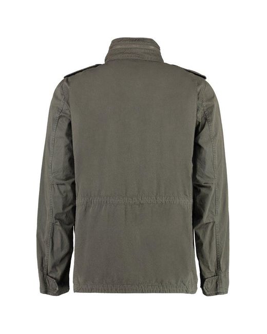 Aspesi Green High-neck Patch Pocket Jacket for men