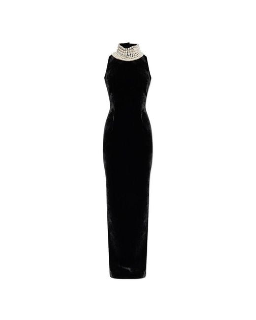Balmain Black Velvet Maxi Dress,