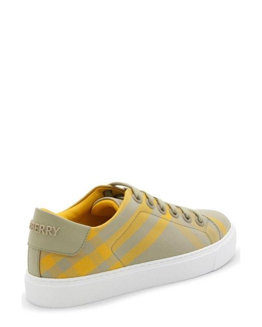 Burberry Yellow Checked Lace-up Sneakers