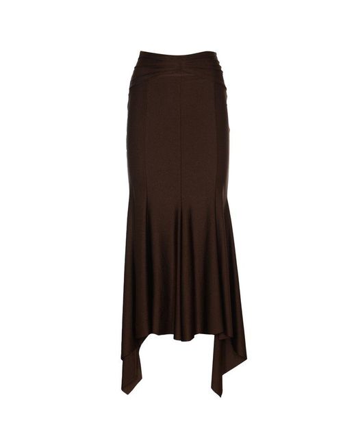 Philosophy Di Lorenzo Serafini Brown Asymmetric Rear Zip Skirt