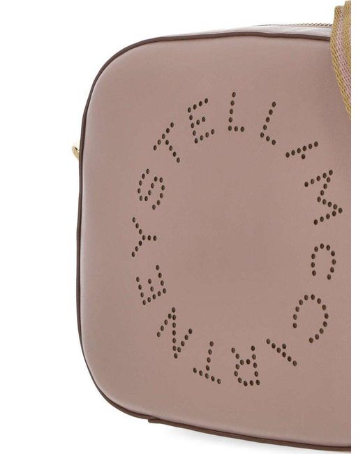 Stella McCartney Pink Logo Detailed Zipped Shoulder Bag