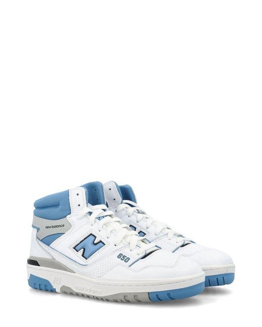 New Balance White 650 High-Top Lace-Up Sneakers