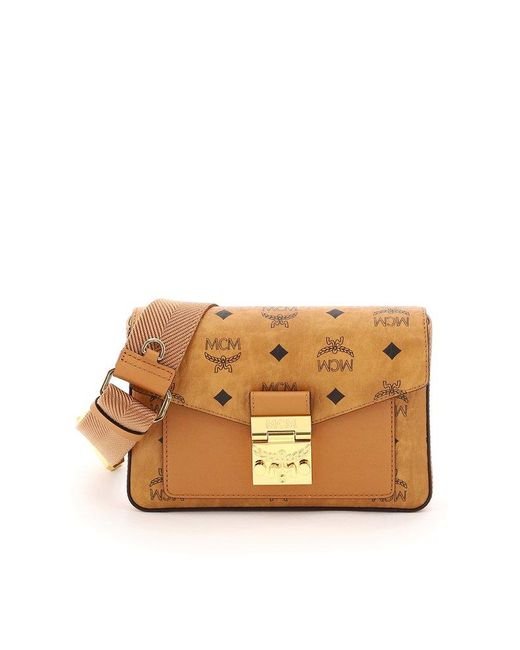 MCM Leather Millie Visetos Small Crossbody Bag in Brown Lyst