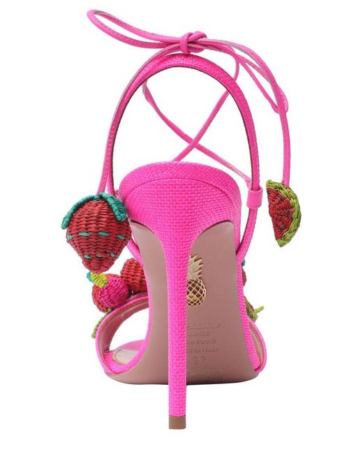 Aquazzura Pink Strawberry Punch Ankle Strap Sandals