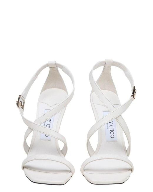 Jimmy Choo White Jessica Cross Strap Sandals