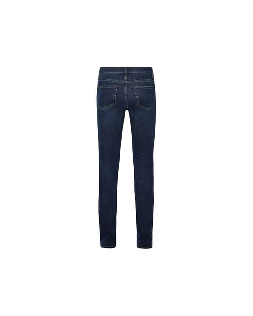 FRAME Blue Whiskering-effect Straight-leg Slim-cut Jeans