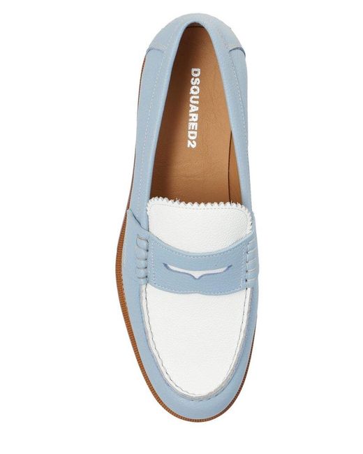 DSquared² Blue Colour-block Almond Toe Loafers for men