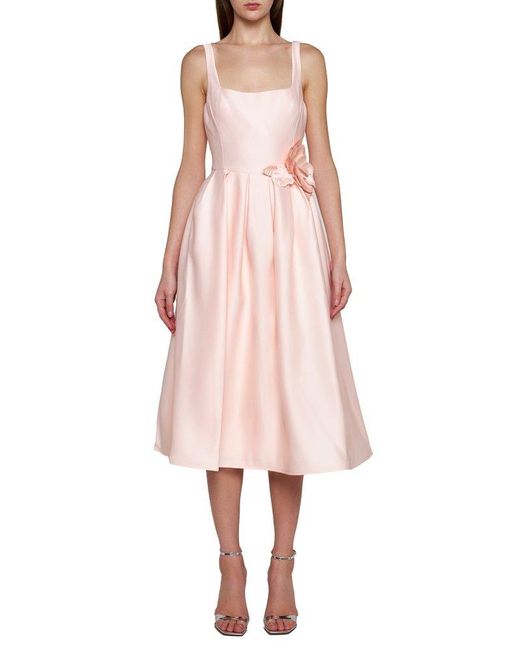 Marchesa Pink Sleeveless A-line Midi Dress