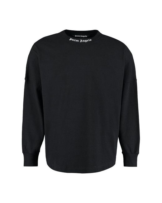 Palm Angels Black Long Sleeve Cotton T-shirt for men