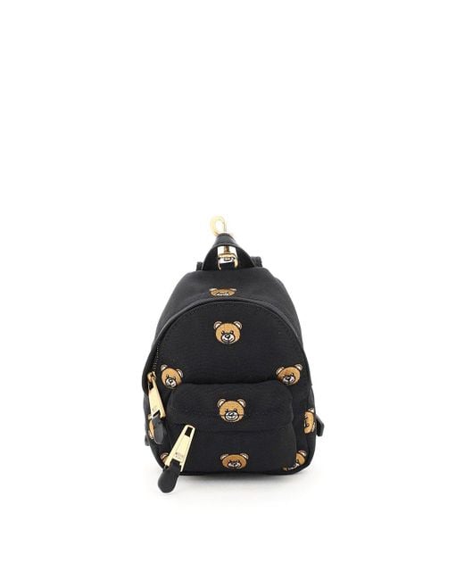Moschino Black Teddy Bear Embroidered Backpack