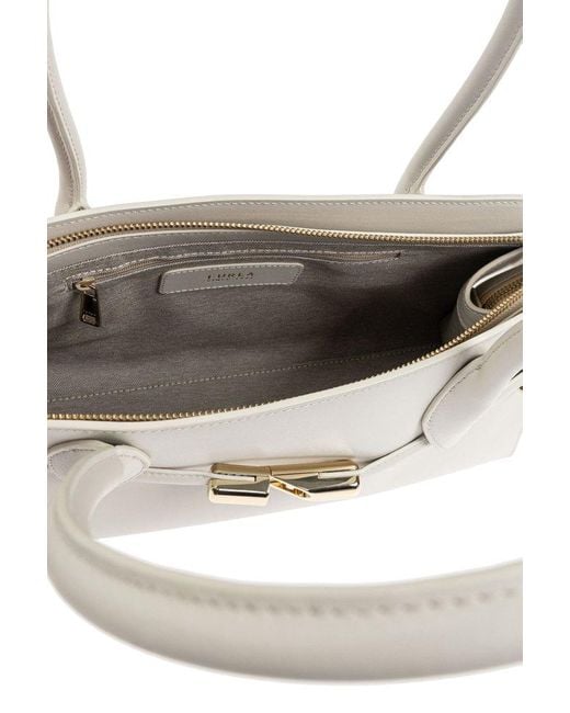 Furla White Goccia Arch Logo Medium Handbag