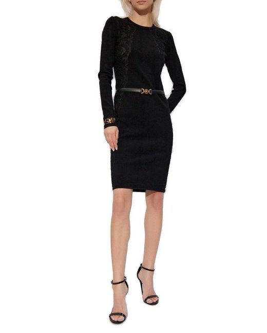 Versace Black Dress With Long Sleeves,