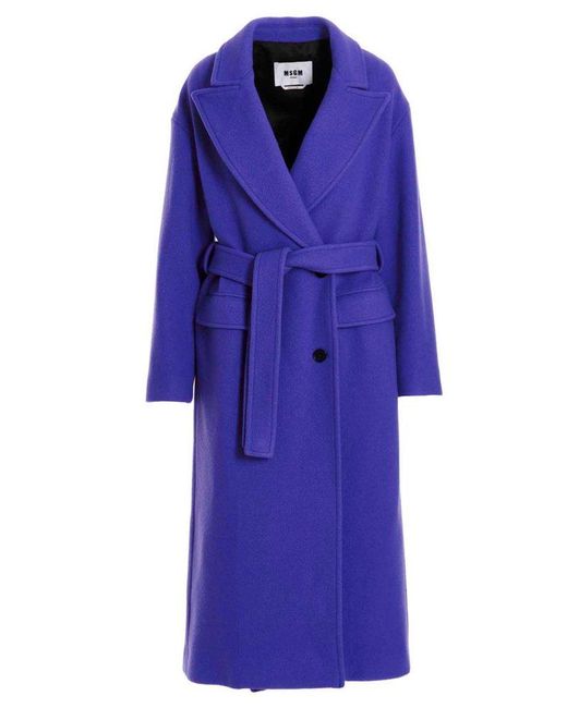 MSGM Purple Wool Cloth Double-breasted Coat