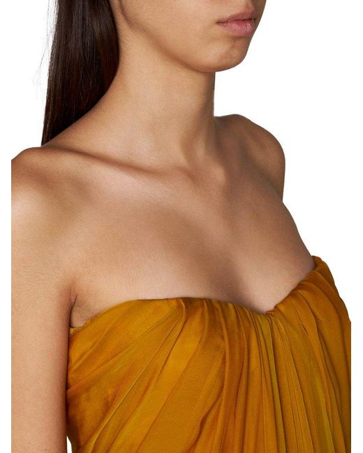 Alexander McQueen Yellow Silk Bustier Long Dress
