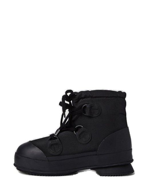 Acne Black Round Toe Lace-up Boots