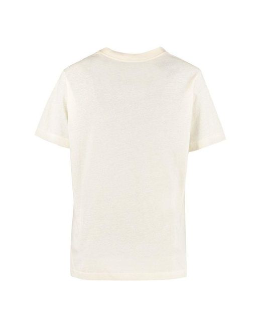 Gucci Logo Embroidered Crewneck T-shirt in White | Lyst