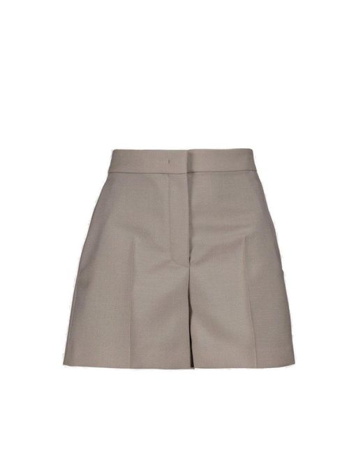 Fendi Gray High-waist Tailored-cut Shorts