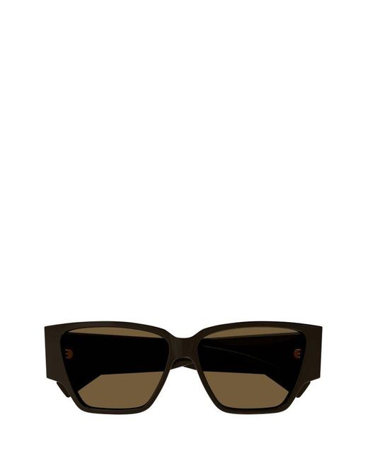 Bottega Veneta Black Rectangle Frame Sunglasses