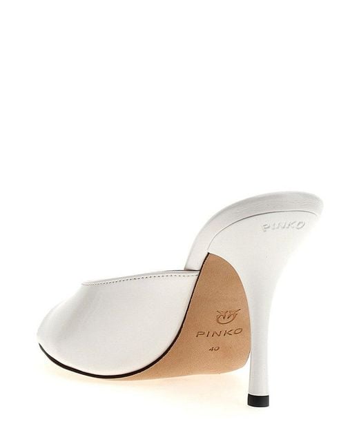 Pinko White Heeled Mule Sandals