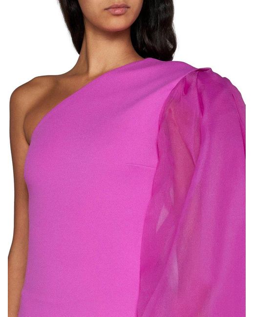 Solace London Pink The Hudson One-Shoulder Maxi Dress