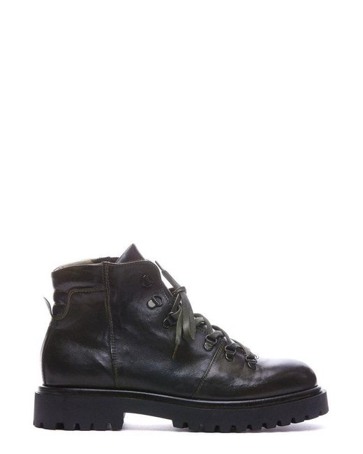Pawelk's Black Chunky-sole Lace-up Ankle Boots for men