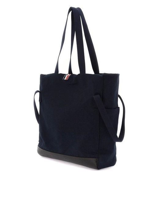 Thom Browne Black Canvas Tote Bag With Handles And for men
