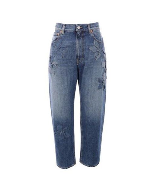 Valentino Blue Stacked Flower Craft Jeans