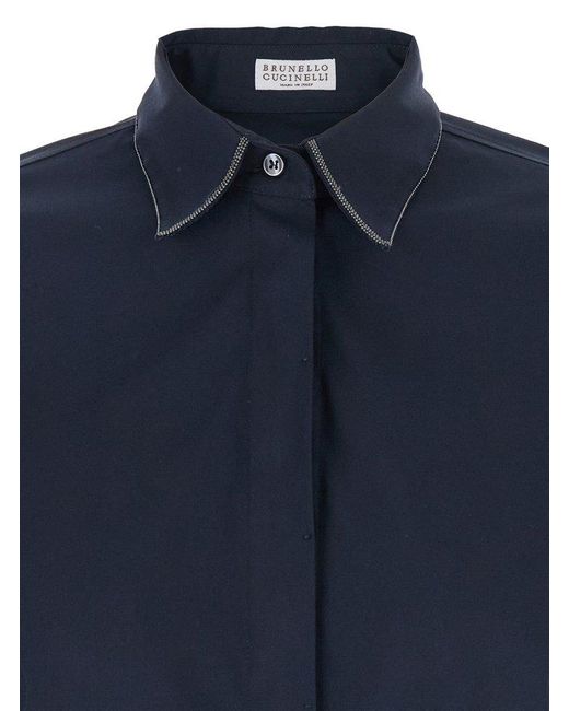 Brunello Cucinelli Blue Long Sleeved Buttoned Shirt