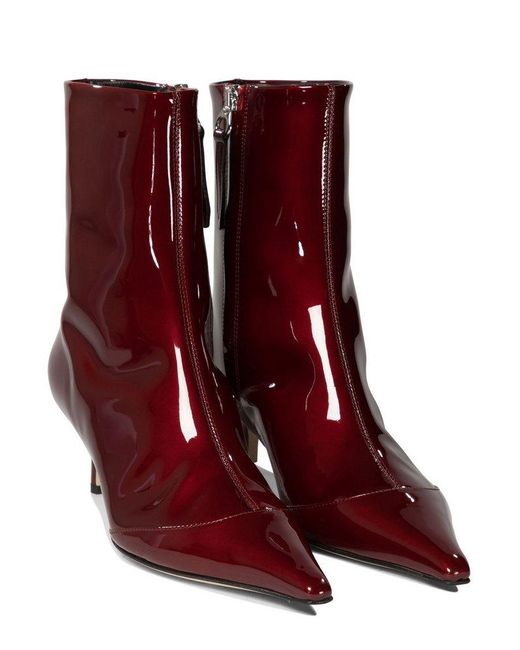 Aeyde Red "Roe" Patent Leather Ankle Boots